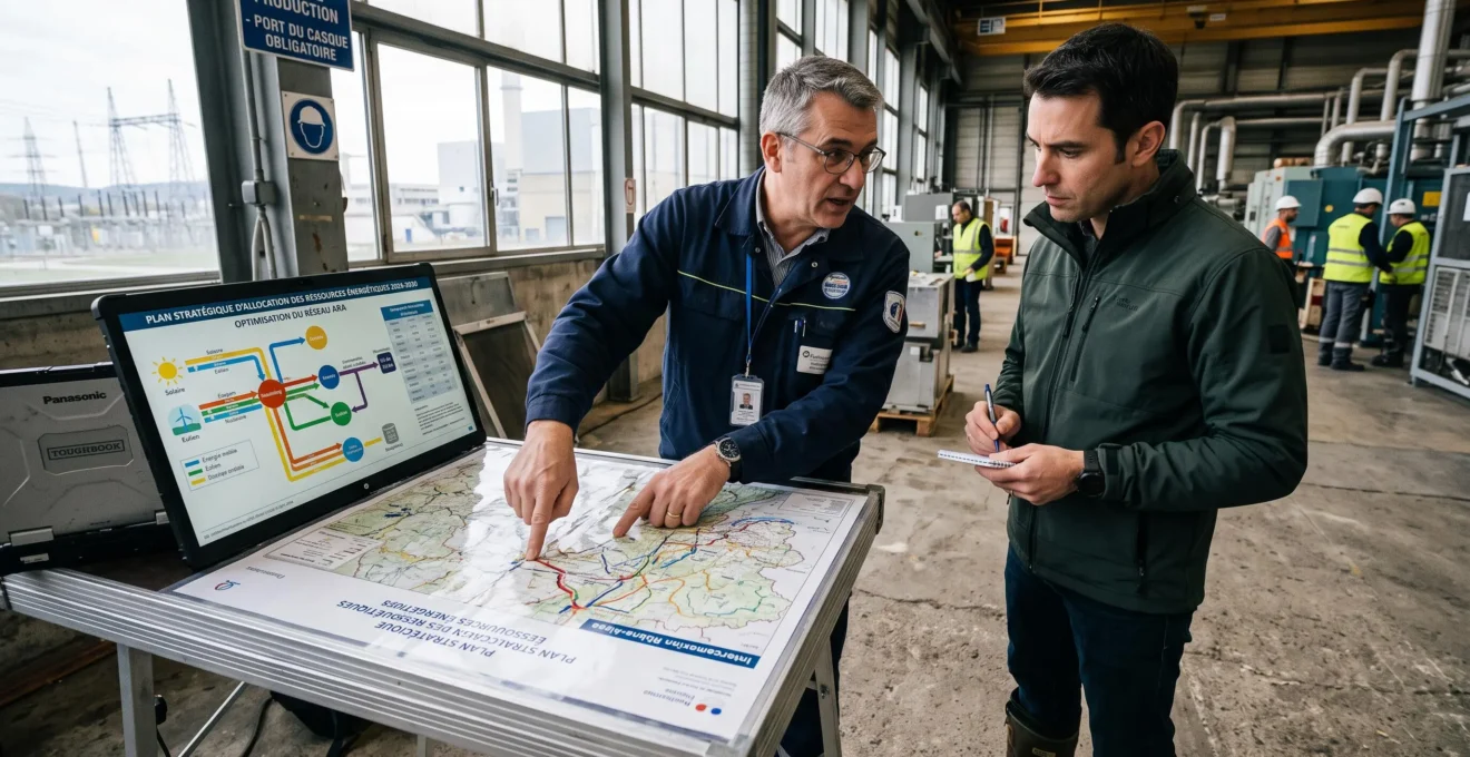 Consultants industriels discutant de la stratégie de mise en œuvre de l'effacement.